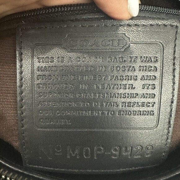 Coach Canvas Purse Black Leather Trim No. MOP-9428 - Picture 8 of 16